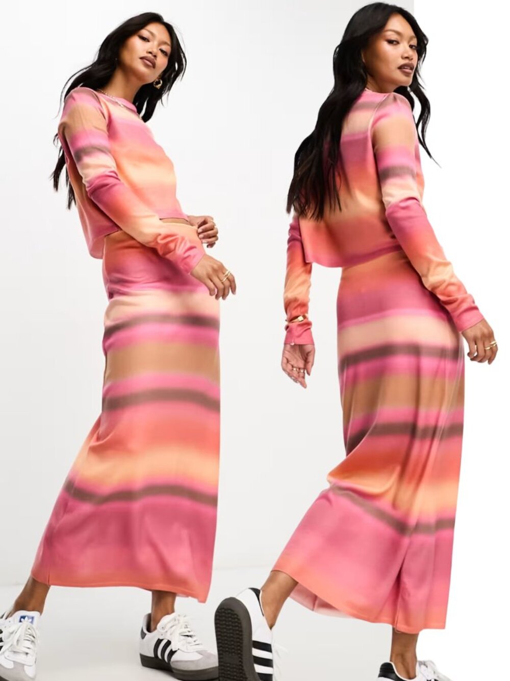 NEW MANGO Spain 2PC Lightweight Knit SET in Ombre Desert Sunset Color Size Small